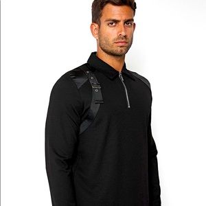 Maniere De Voir Strap Detail Long Sleeve Polo